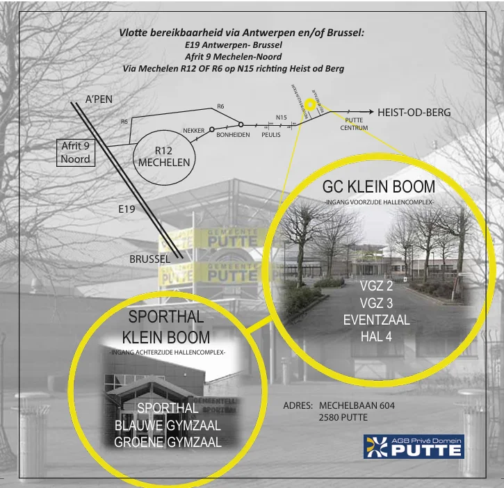Routekaart: E19 afrit 9, via Mechelen naar Putte